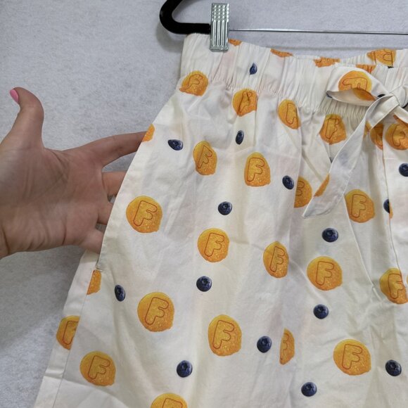 Flan Shorts Men XL White Blueberry Pancake Print Cotton Drawstring Pocket Brunch - Picture 2 of 15